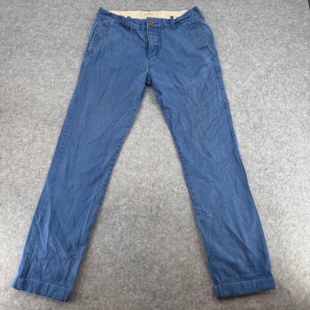 Hollister Chino Pants Mens 30x32 Straight Leg Blue Button Fly EUC